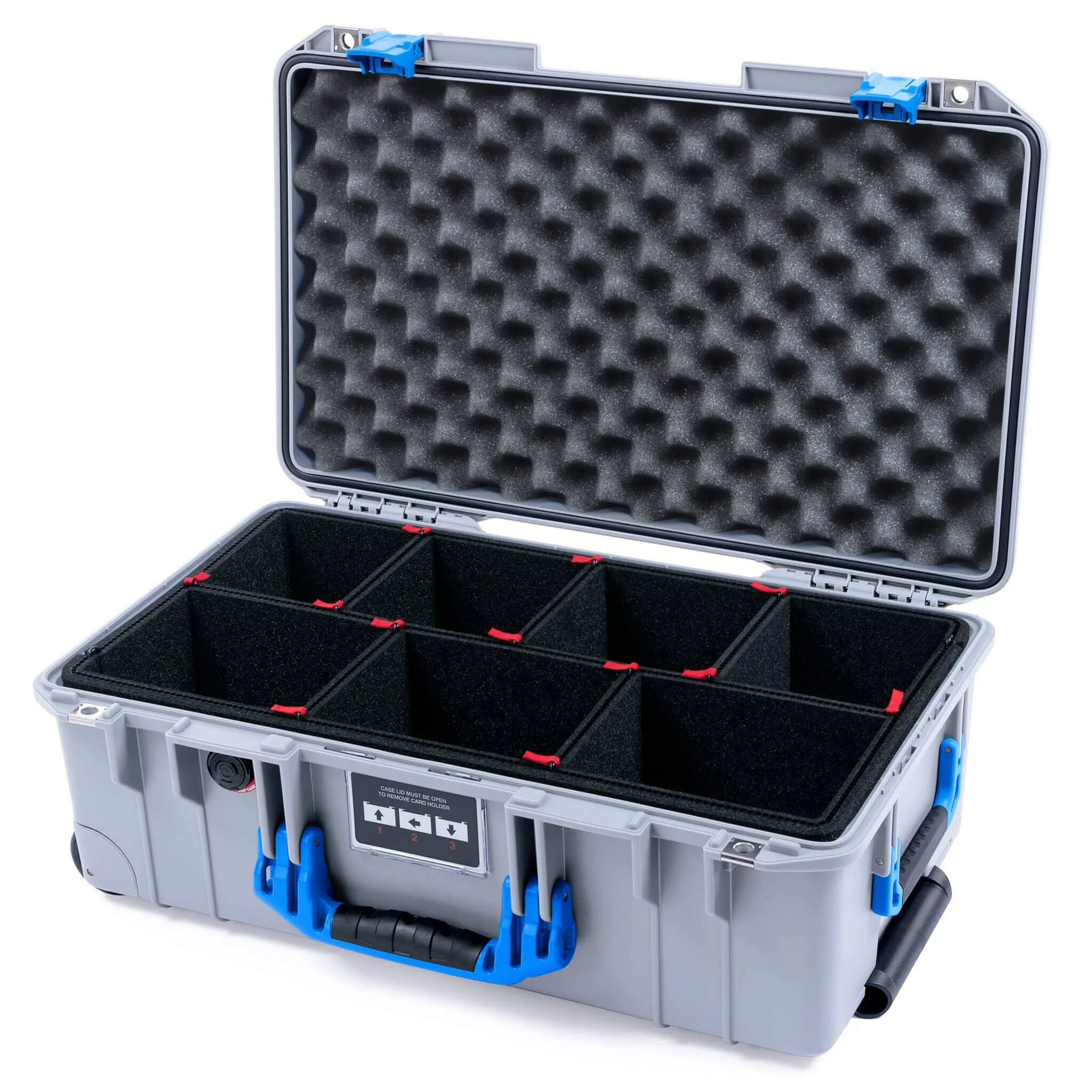 Pelican 1535 Air Case, Silver with Blue Handles & Latches