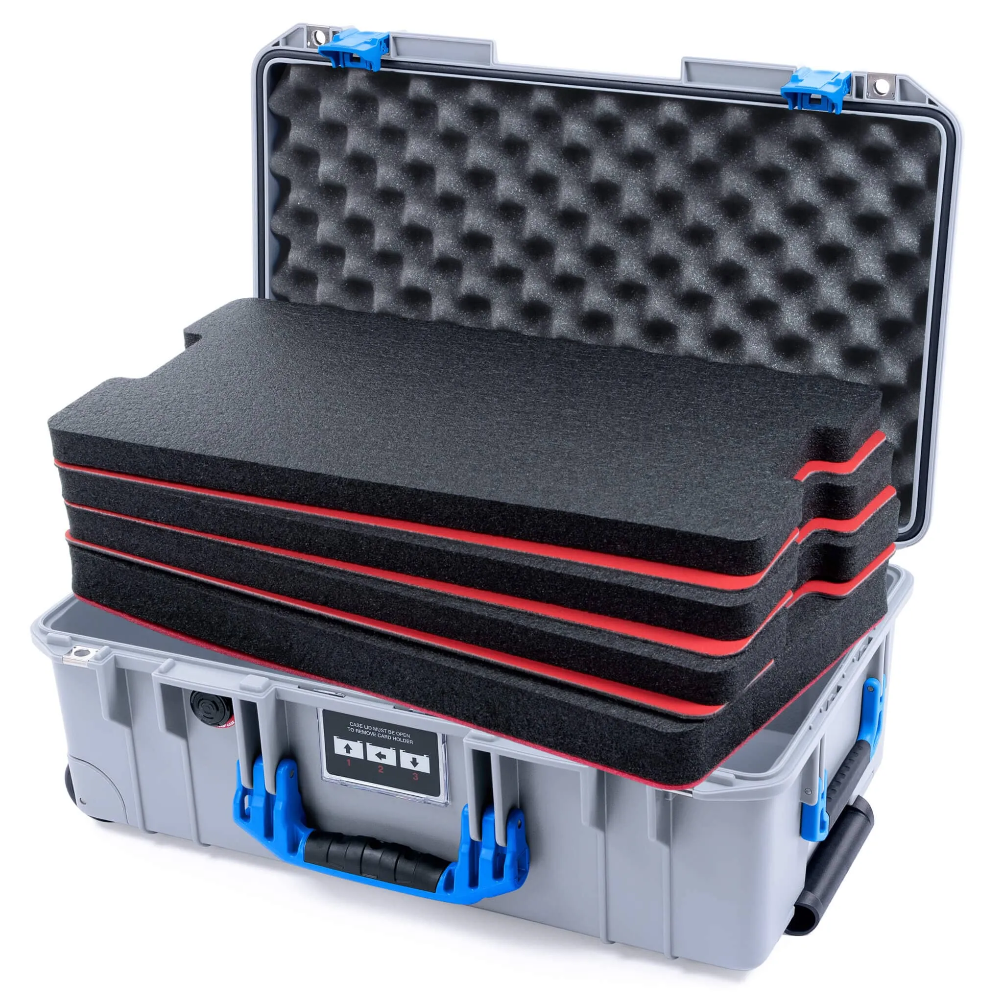 Pelican 1535 Air Case, Silver with Blue Handles & Latches