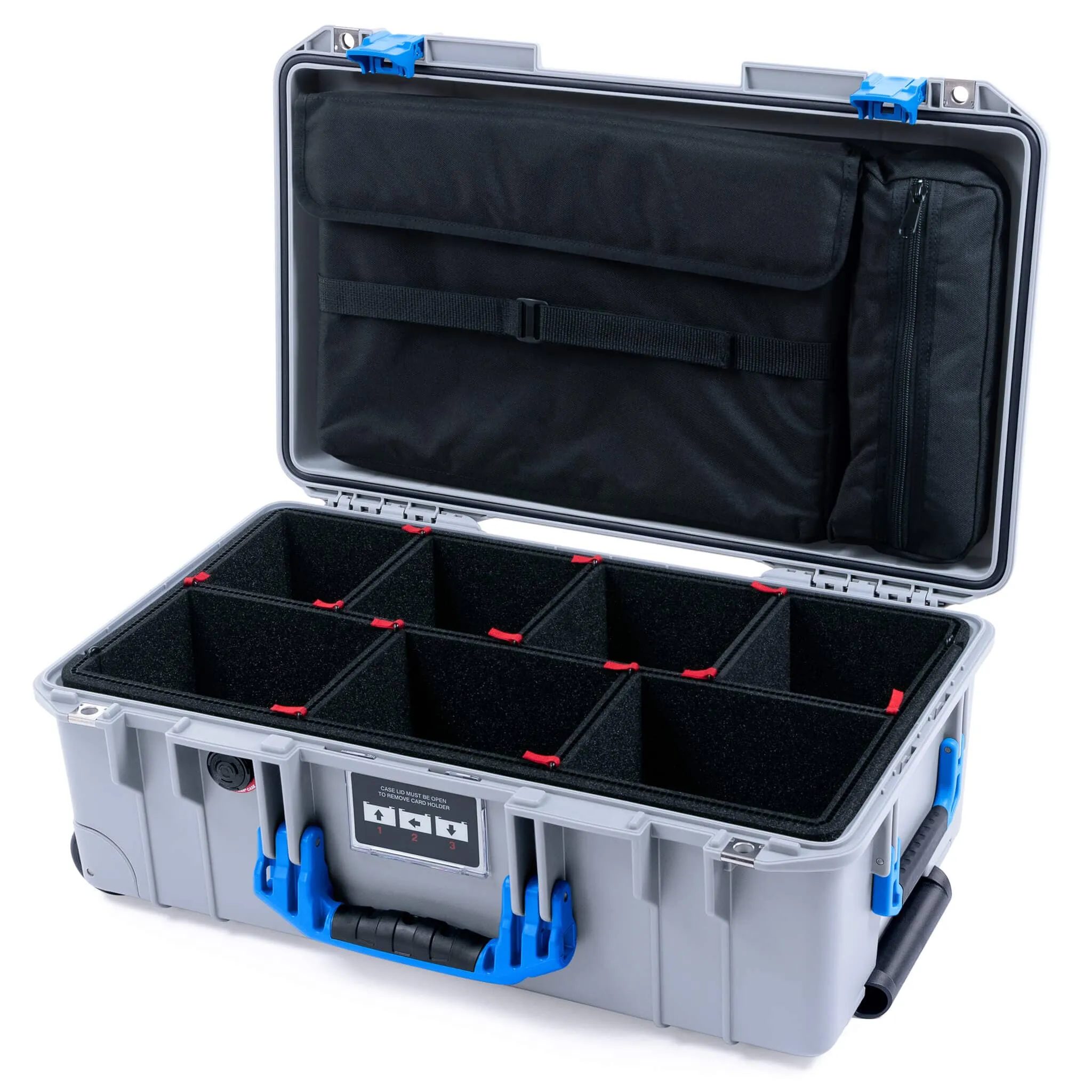 Pelican 1535 Air Case, Silver with Blue Handles & Latches