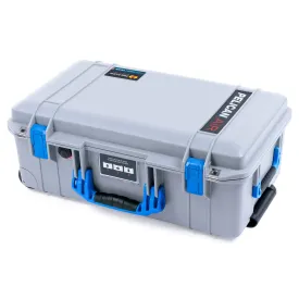 Pelican 1535 Air Case, Silver with Blue Handles & Latches