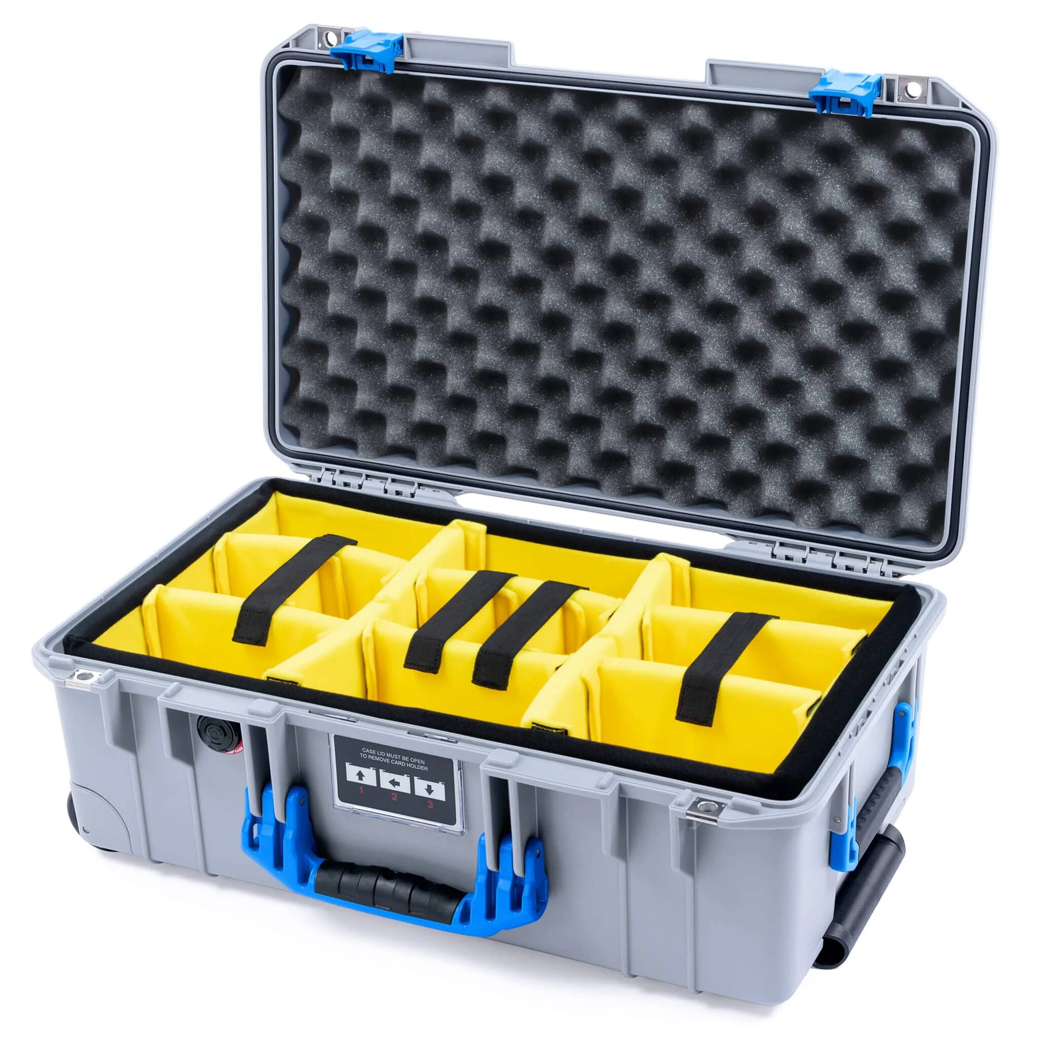 Pelican 1535 Air Case, Silver with Blue Handles & Latches