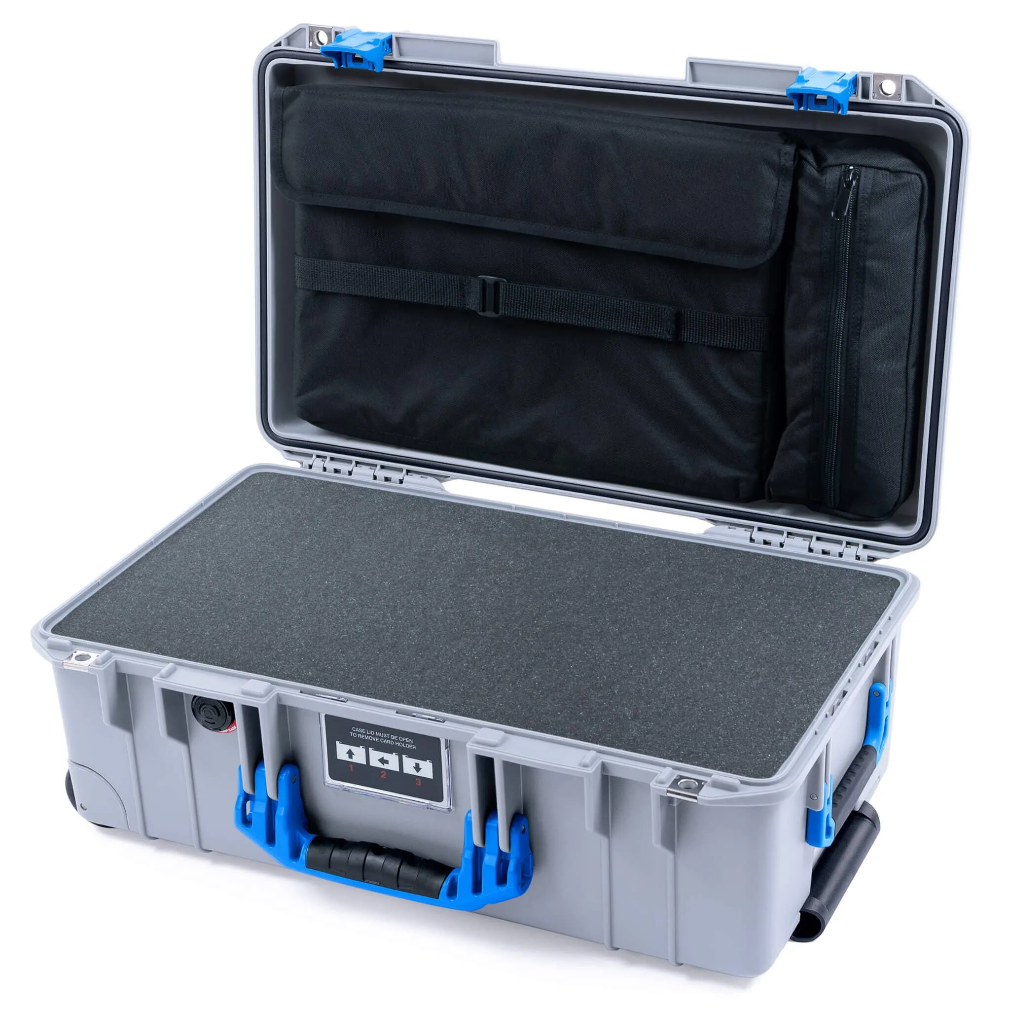 Pelican 1535 Air Case, Silver with Blue Handles & Latches
