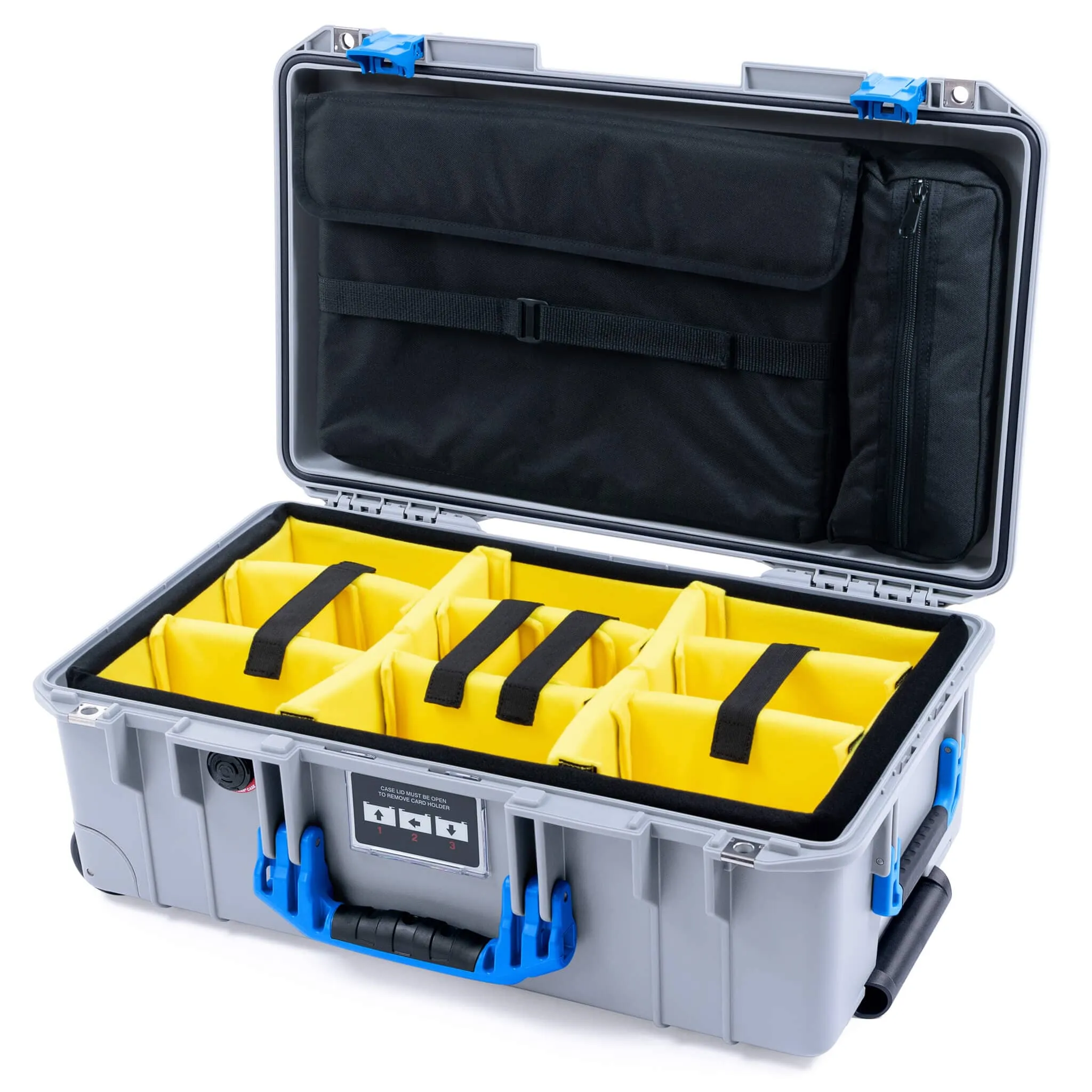 Pelican 1535 Air Case, Silver with Blue Handles & Latches