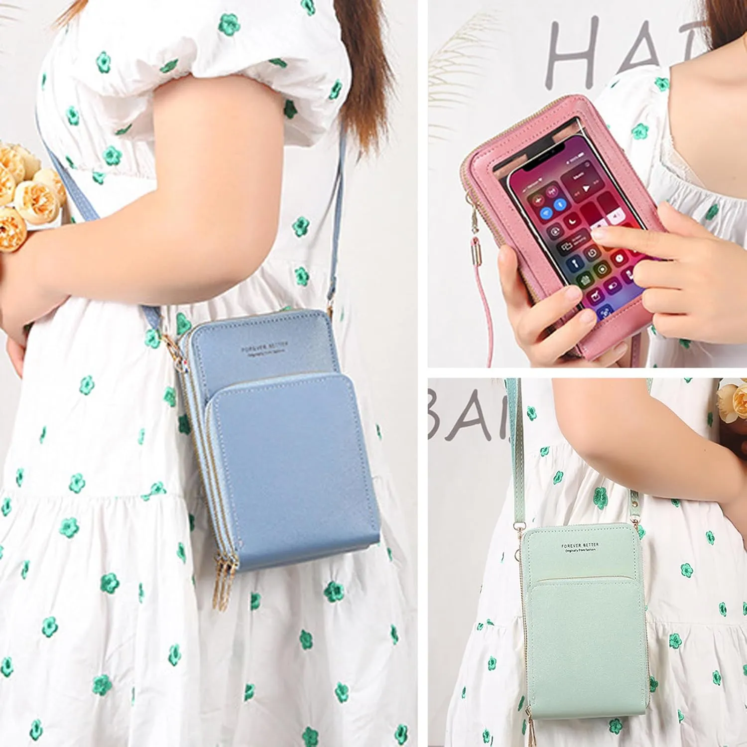 PORT&LOTUS Small Cell Cross Body Purses for Women Mini Shoulder Handbags Zipper Crossbody Bags