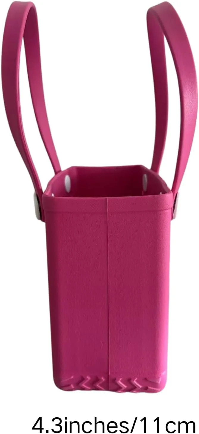 Rubber Tote Bag, Bitty Beach Tote, Double Shoulder Strap, Lightweight Carryall for Beach, Travel, Gym, Pool, Camping