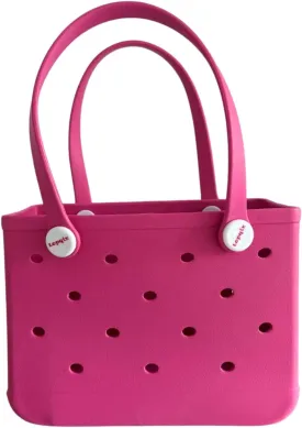 Rubber Tote Bag, Bitty Beach Tote, Double Shoulder Strap, Lightweight Carryall for Beach, Travel, Gym, Pool, Camping