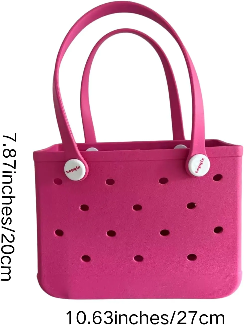 Rubber Tote Bag, Bitty Beach Tote, Double Shoulder Strap, Lightweight Carryall for Beach, Travel, Gym, Pool, Camping