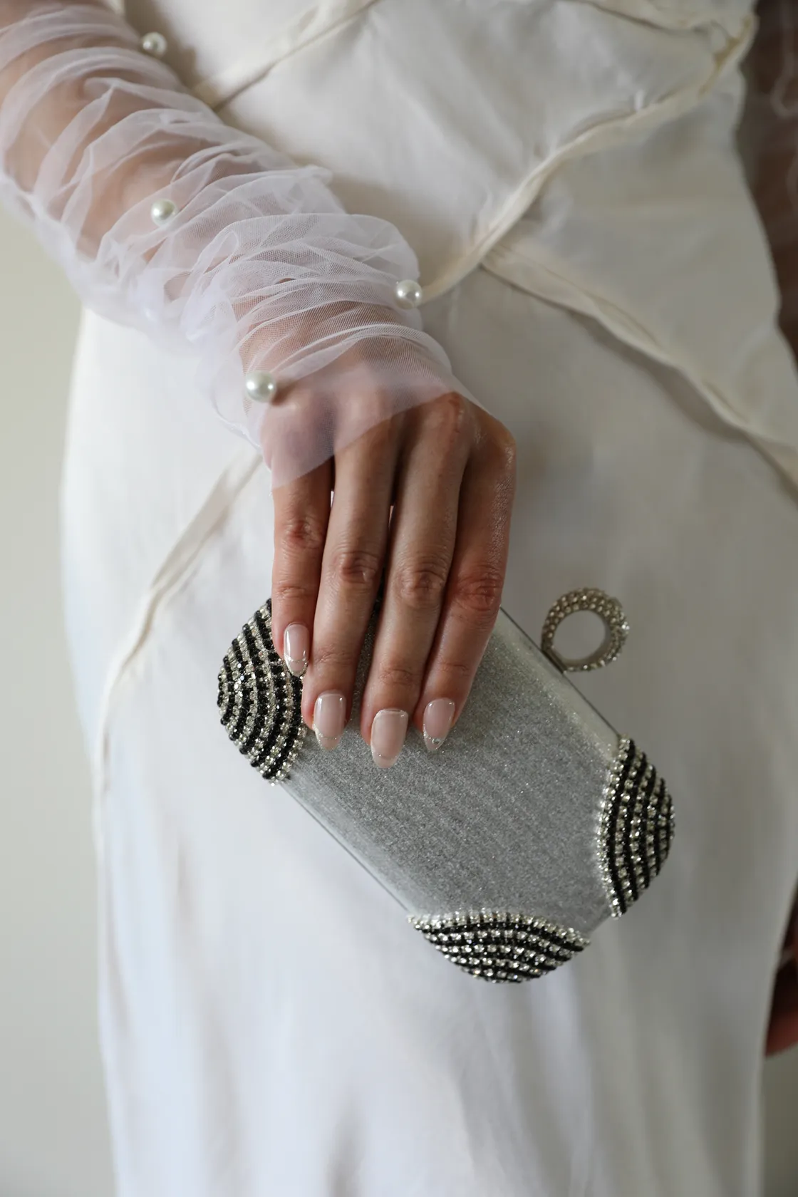 Silver Crystal Evening Clutch
