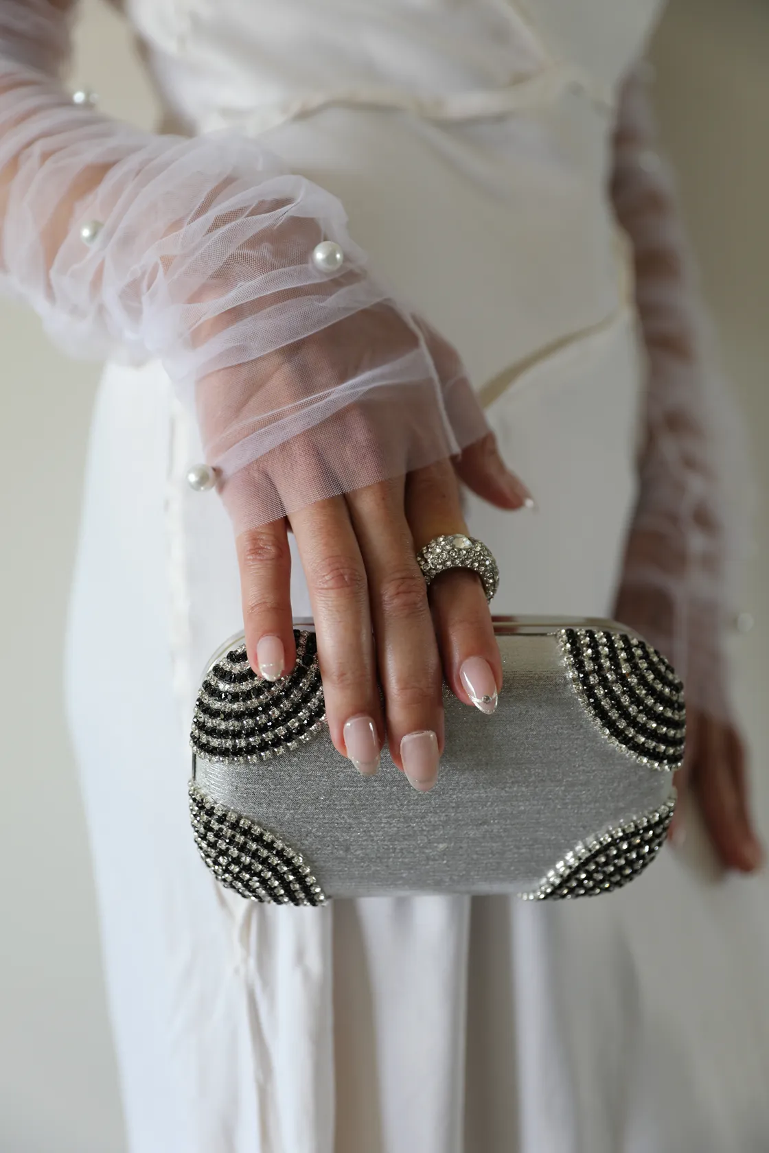 Silver Crystal Evening Clutch