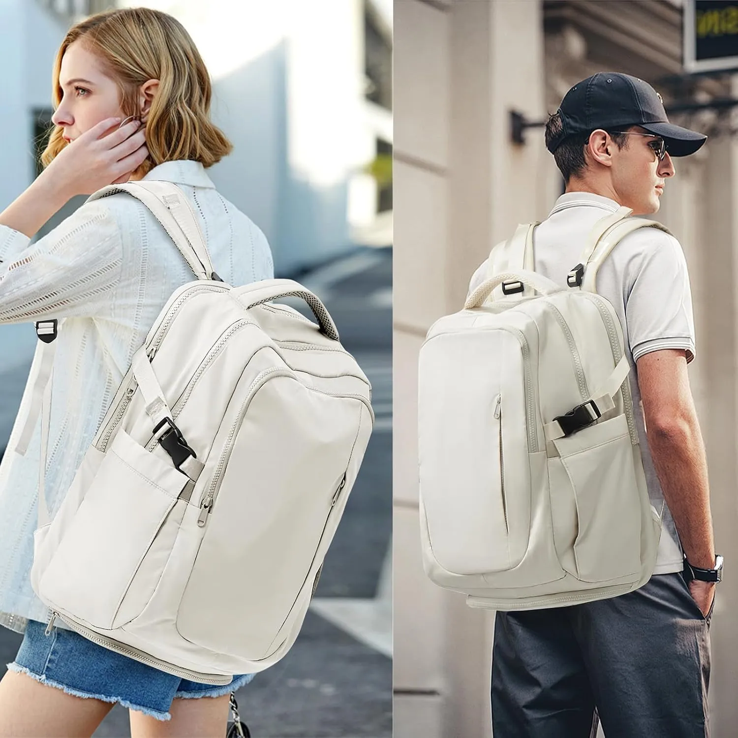 suwasp Large Travel Backpack for Women Men Airline Approved Carry On Personal Item Backpack Bag Frontier Airlines Personal Item Bag Flight Approved Luggage Backpack - White