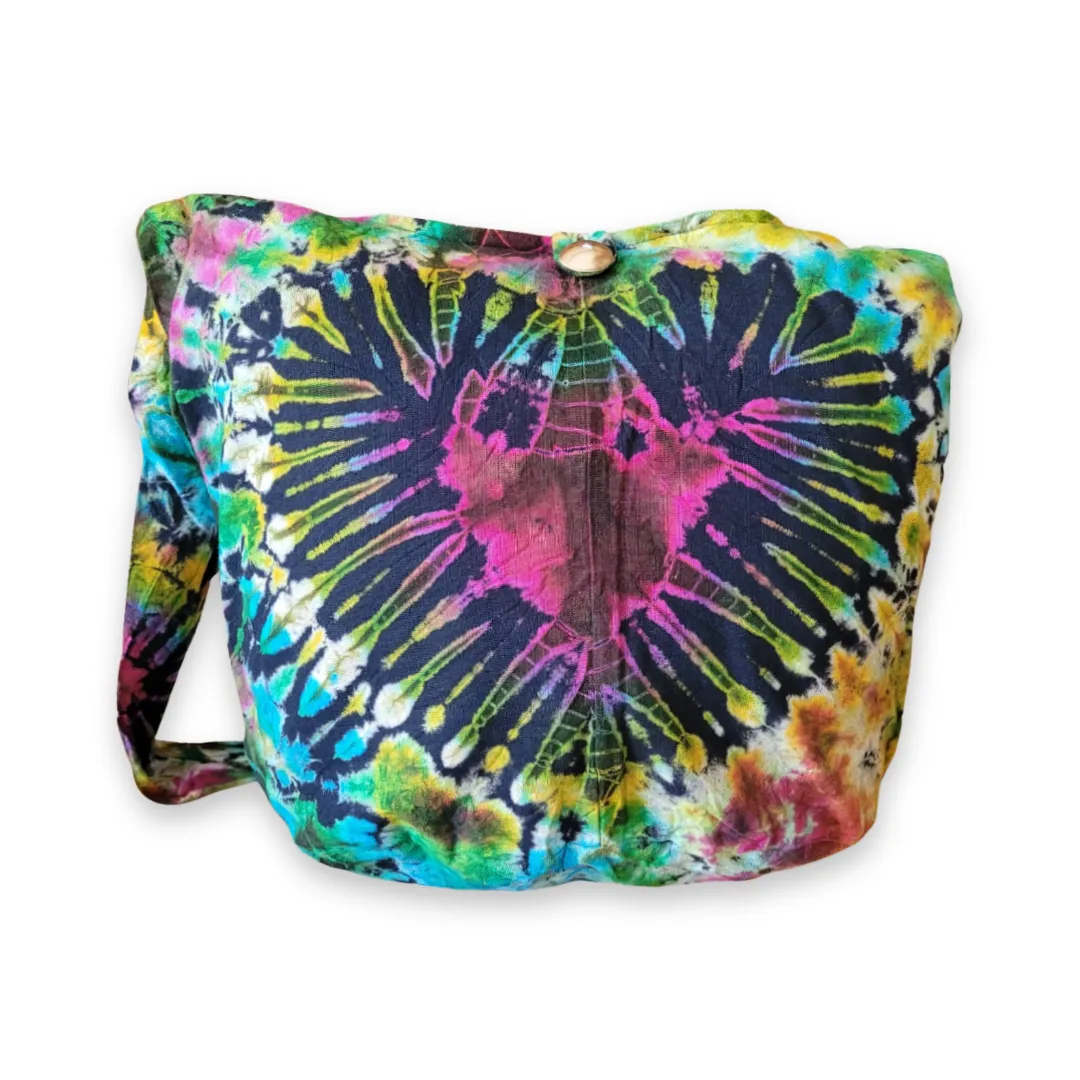 Tie Dye Bag Purse Hobo Crossbody Sling Shoulder Messenger Bags Top Zip Heart colorful