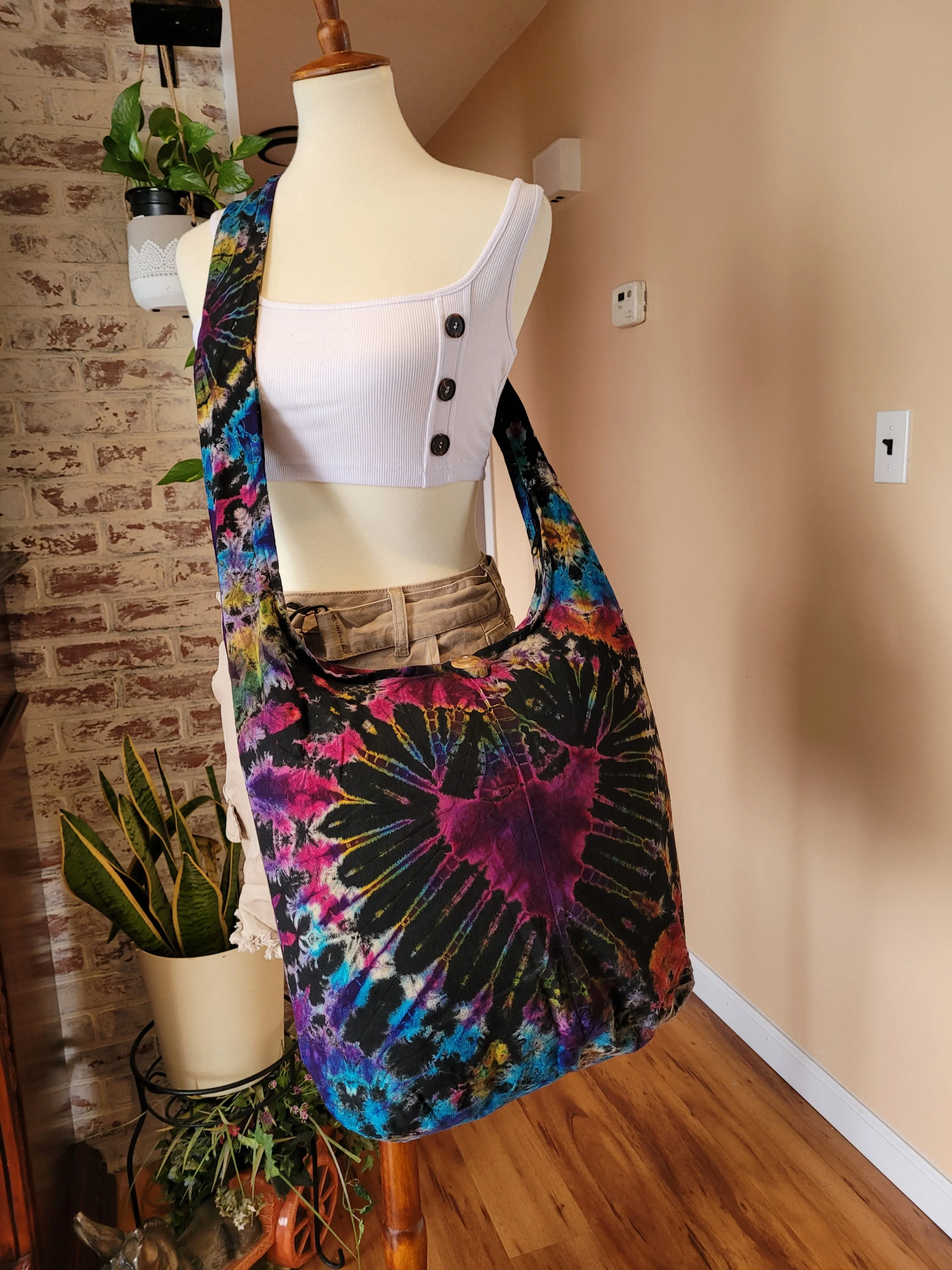 Tie Dye Bag Purse Hobo Crossbody Sling Shoulder Messenger Bags Top Zip Heart colorful