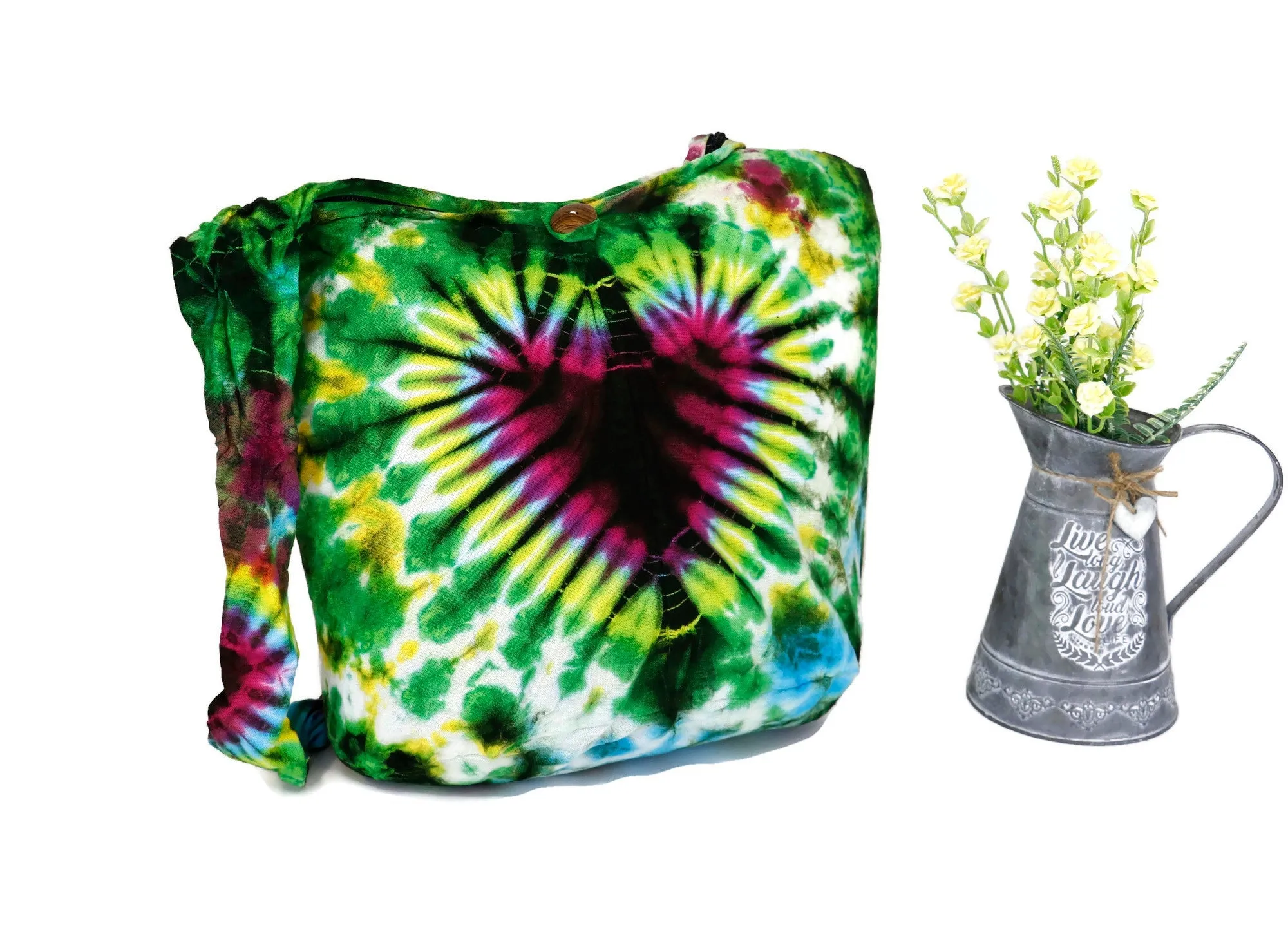 Tie Dye Bag Purse Hobo Crossbody Sling Shoulder Messenger Bags Top Zip Heart colorful