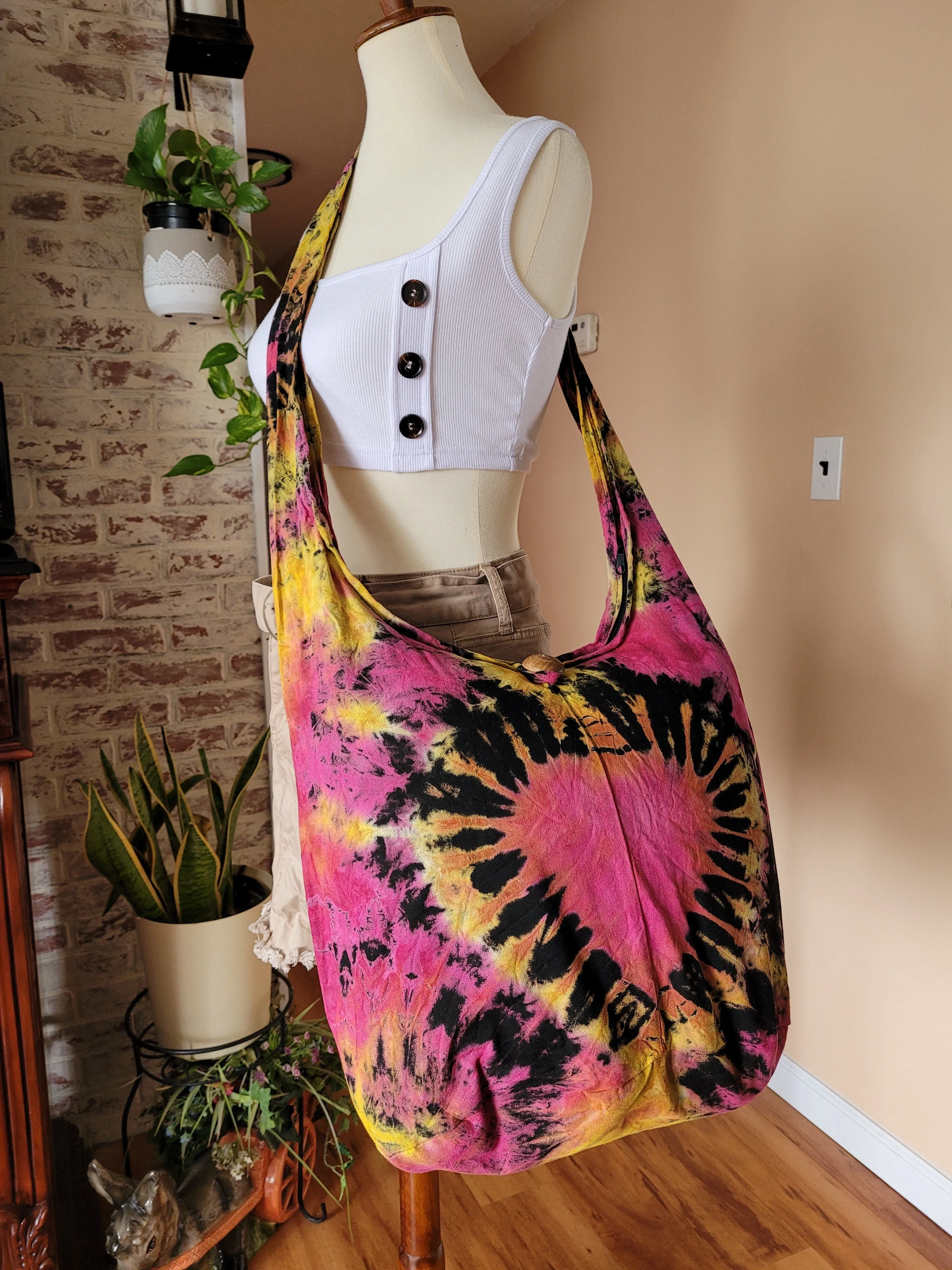 Tie Dye Bag Purse Hobo Crossbody Sling Shoulder Messenger Bags Top Zip Heart colorful