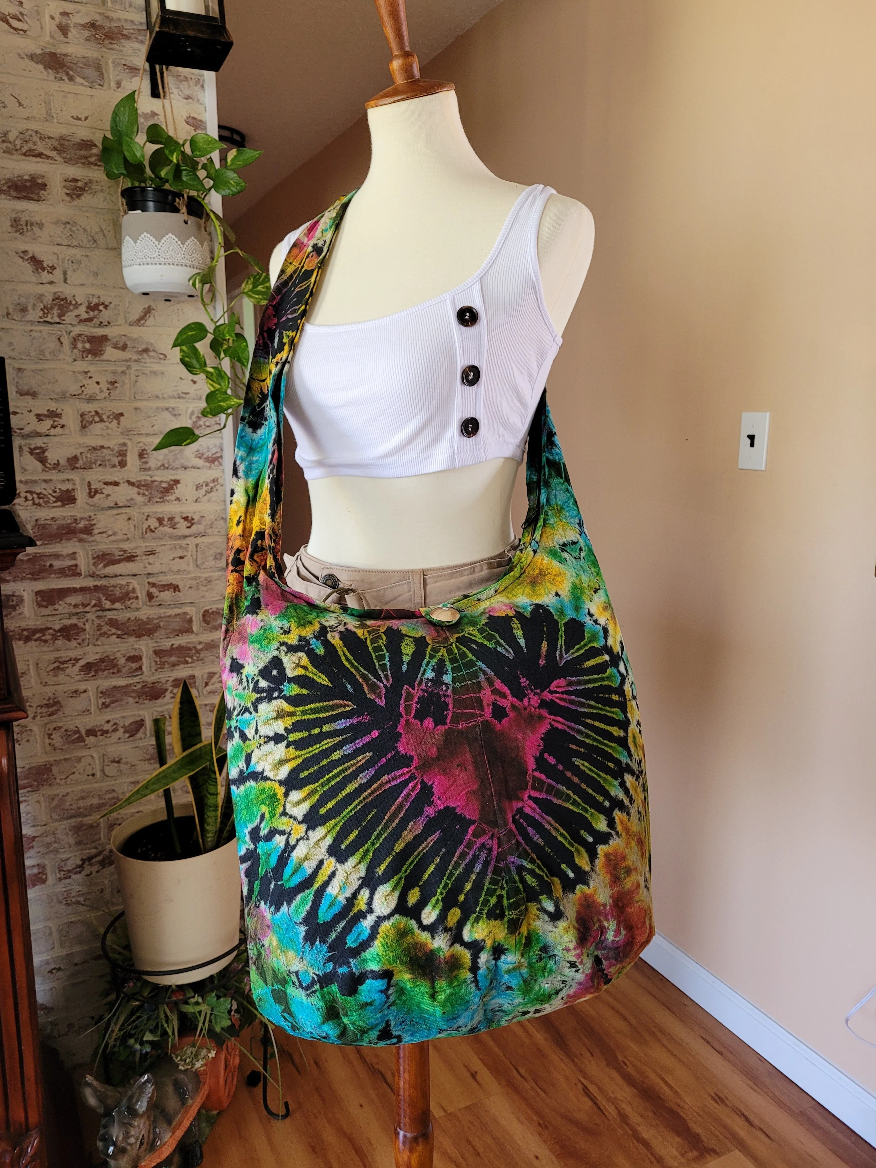 Tie Dye Bag Purse Hobo Crossbody Sling Shoulder Messenger Bags Top Zip Heart colorful