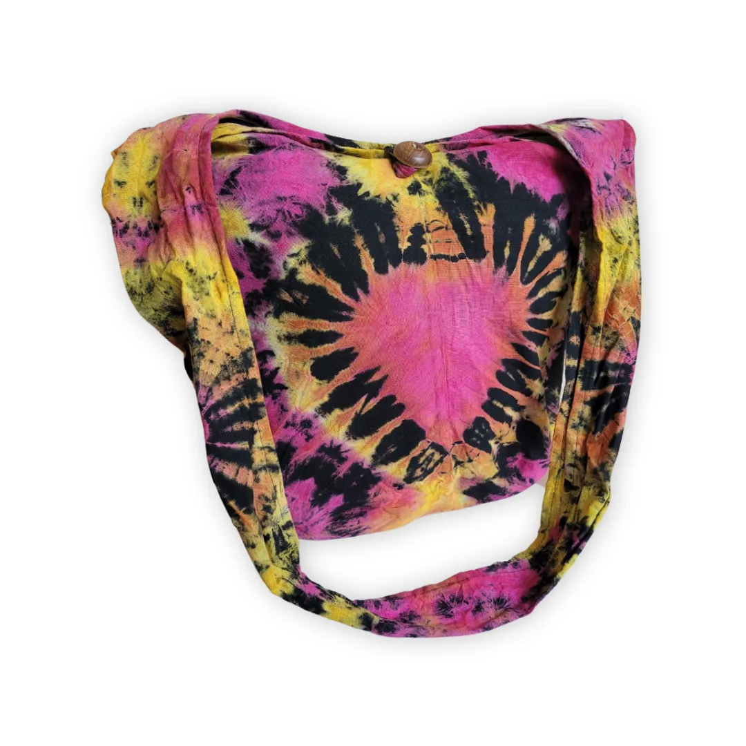 Tie Dye Bag Purse Hobo Crossbody Sling Shoulder Messenger Bags Top Zip Heart colorful