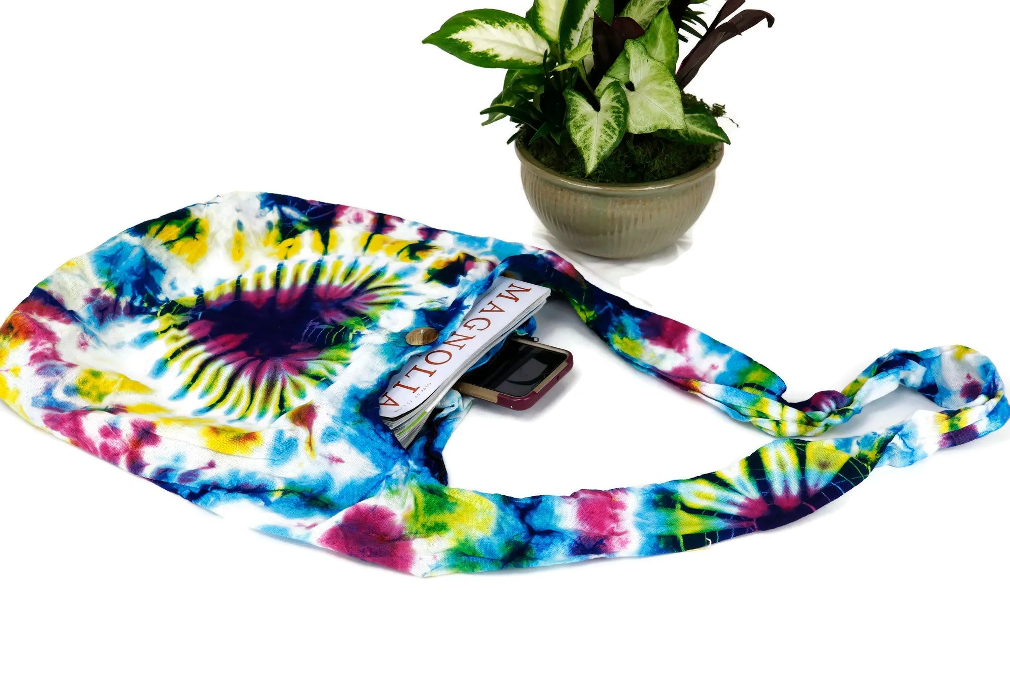 Tie Dye Bag Purse Hobo Crossbody Sling Shoulder Messenger Bags Top Zip Heart colorful