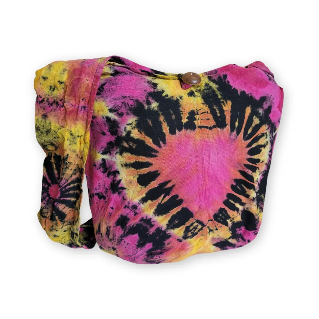 Tie Dye Bag Purse Hobo Crossbody Sling Shoulder Messenger Bags Top Zip Heart colorful