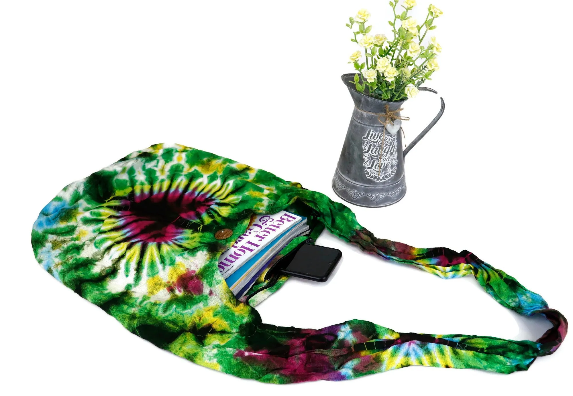 Tie Dye Bag Purse Hobo Crossbody Sling Shoulder Messenger Bags Top Zip Heart colorful