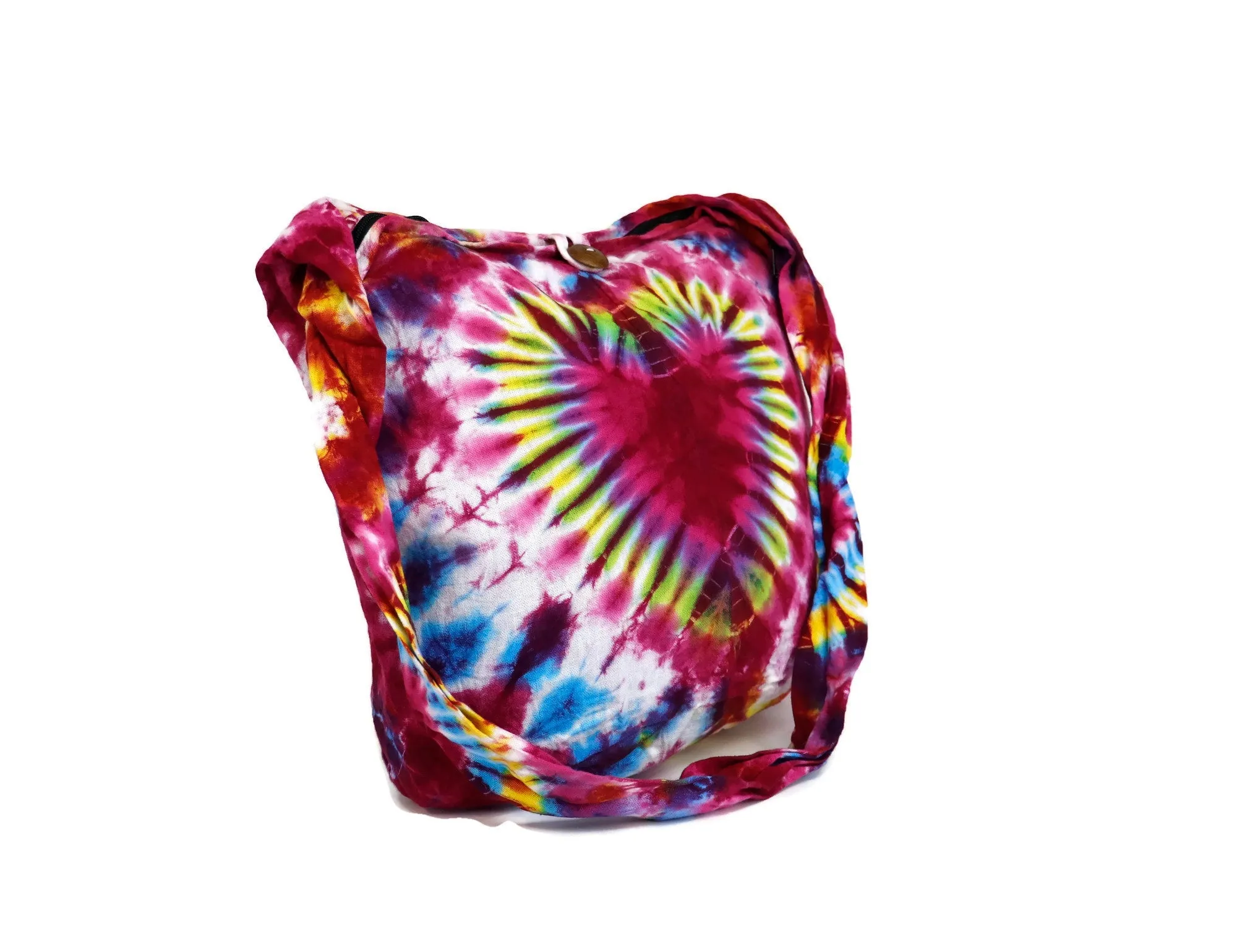 Tie Dye Bag Purse Hobo Crossbody Sling Shoulder Messenger Bags Top Zip Heart colorful