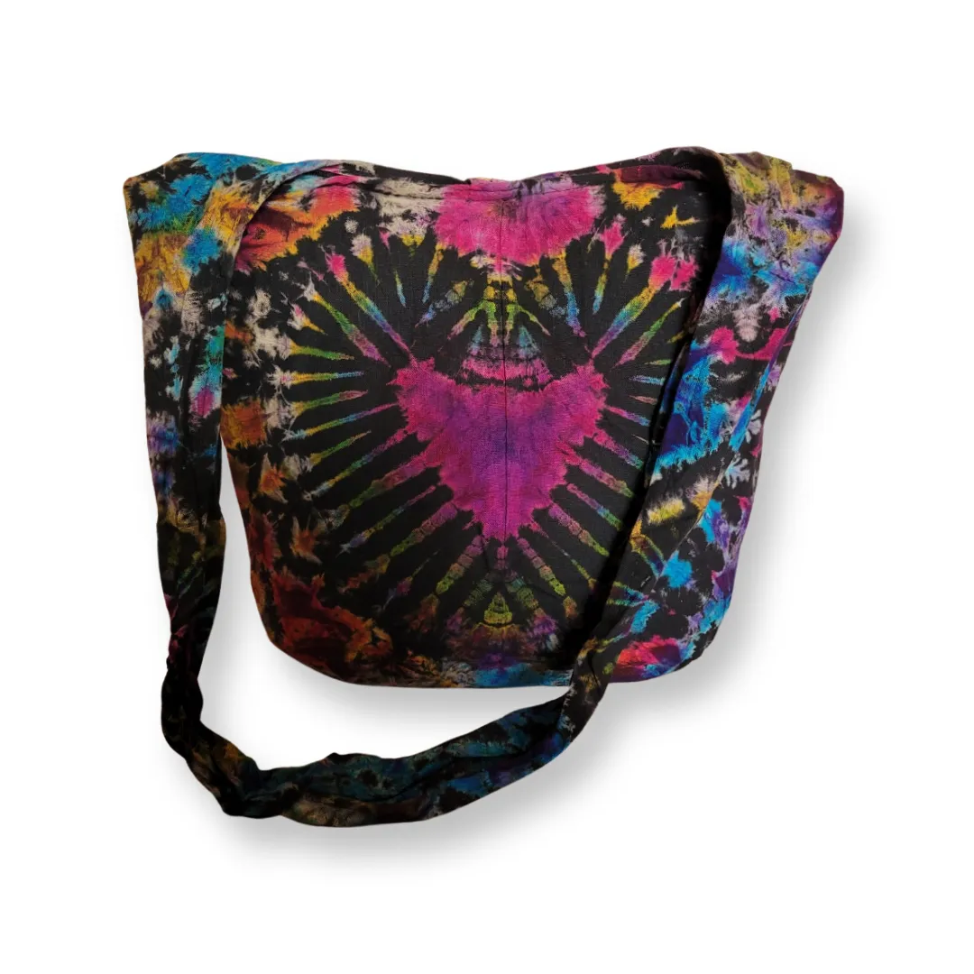 Tie Dye Bag Purse Hobo Crossbody Sling Shoulder Messenger Bags Top Zip Heart colorful