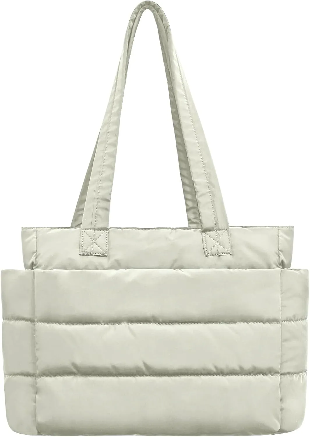 Tote Bag for Women with Zipper, Soft Lightweight Puffy Bag with Compartment, Quilted Handbag for Travel, Work, Sport