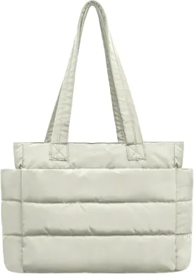 Tote Bag for Women with Zipper, Soft Lightweight Puffy Bag with Compartment, Quilted Handbag for Travel, Work, Sport