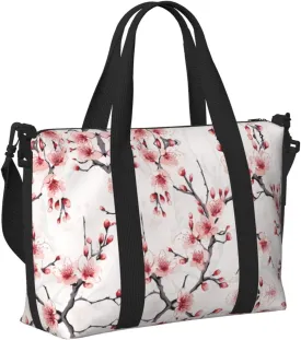 Travel Bag for Weekend Trips, Airplane Carry-On with Adjustable Strap, Chinese Painting Peach Blossom