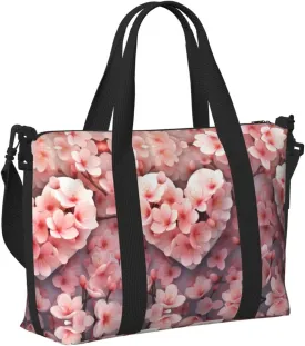 Travel Bag for Weekend Trips, Airplane Carry-On with Adjustable Strap, Love Peach Blossom