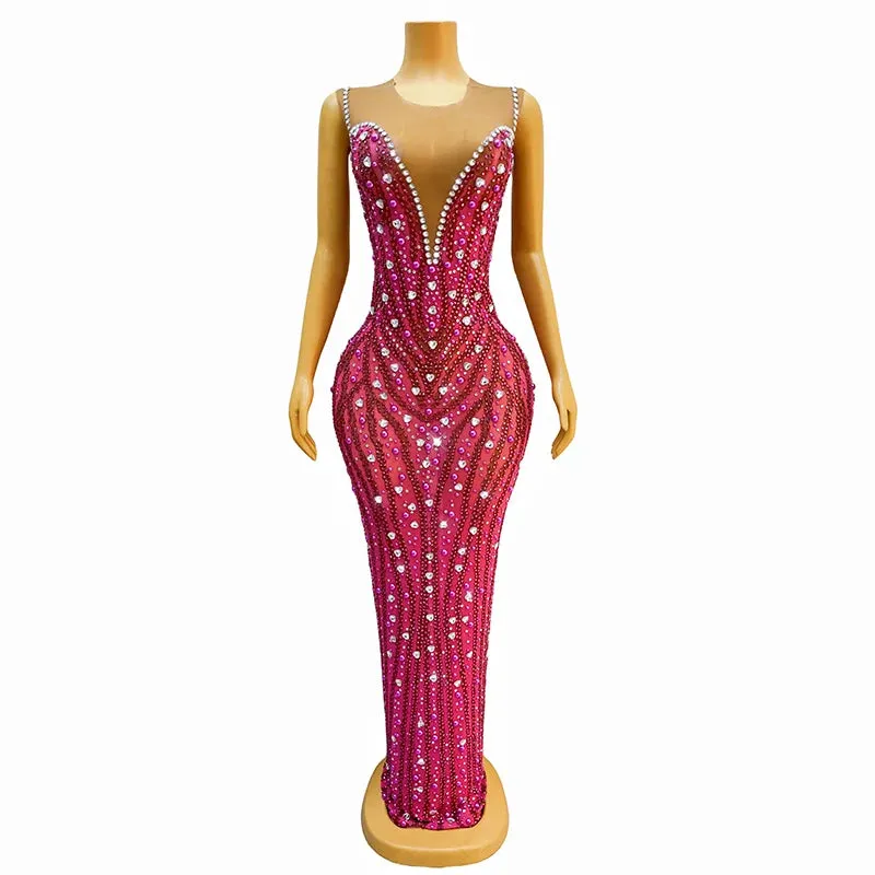 Trend4us Women's Sparkling Crystal Gala Evening Gown
