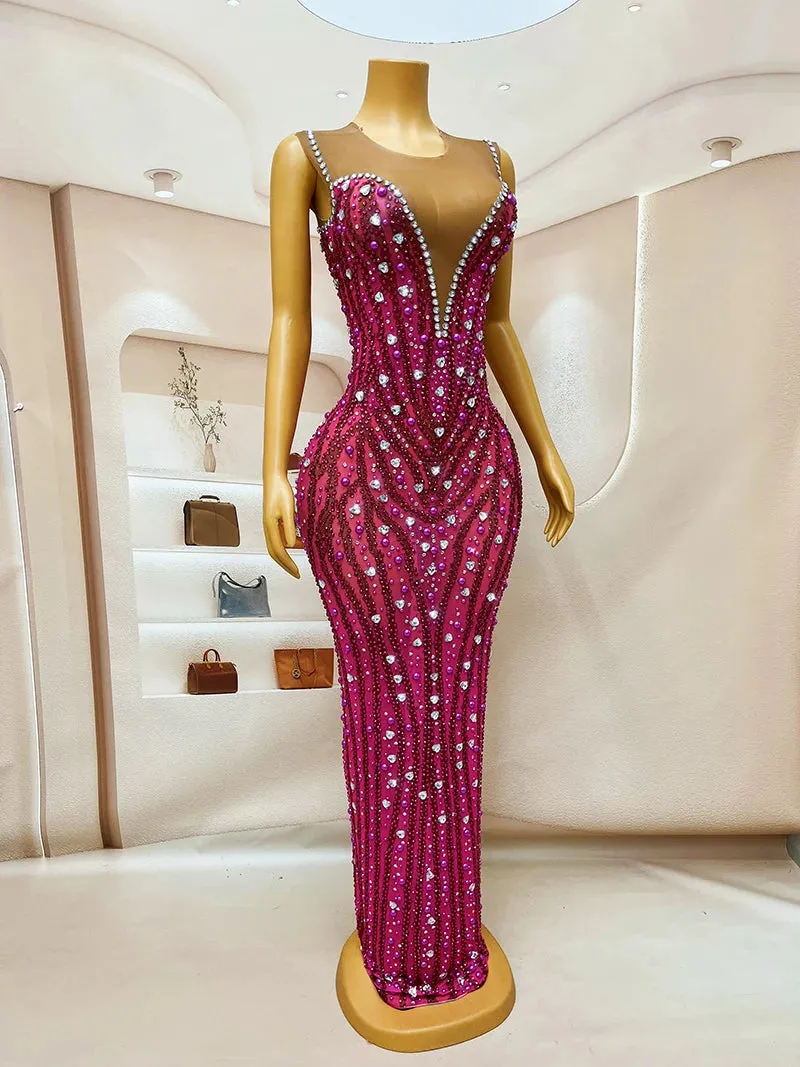 Trend4us Women's Sparkling Crystal Gala Evening Gown