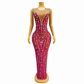 Trend4us Women's Sparkling Crystal Gala Evening Gown