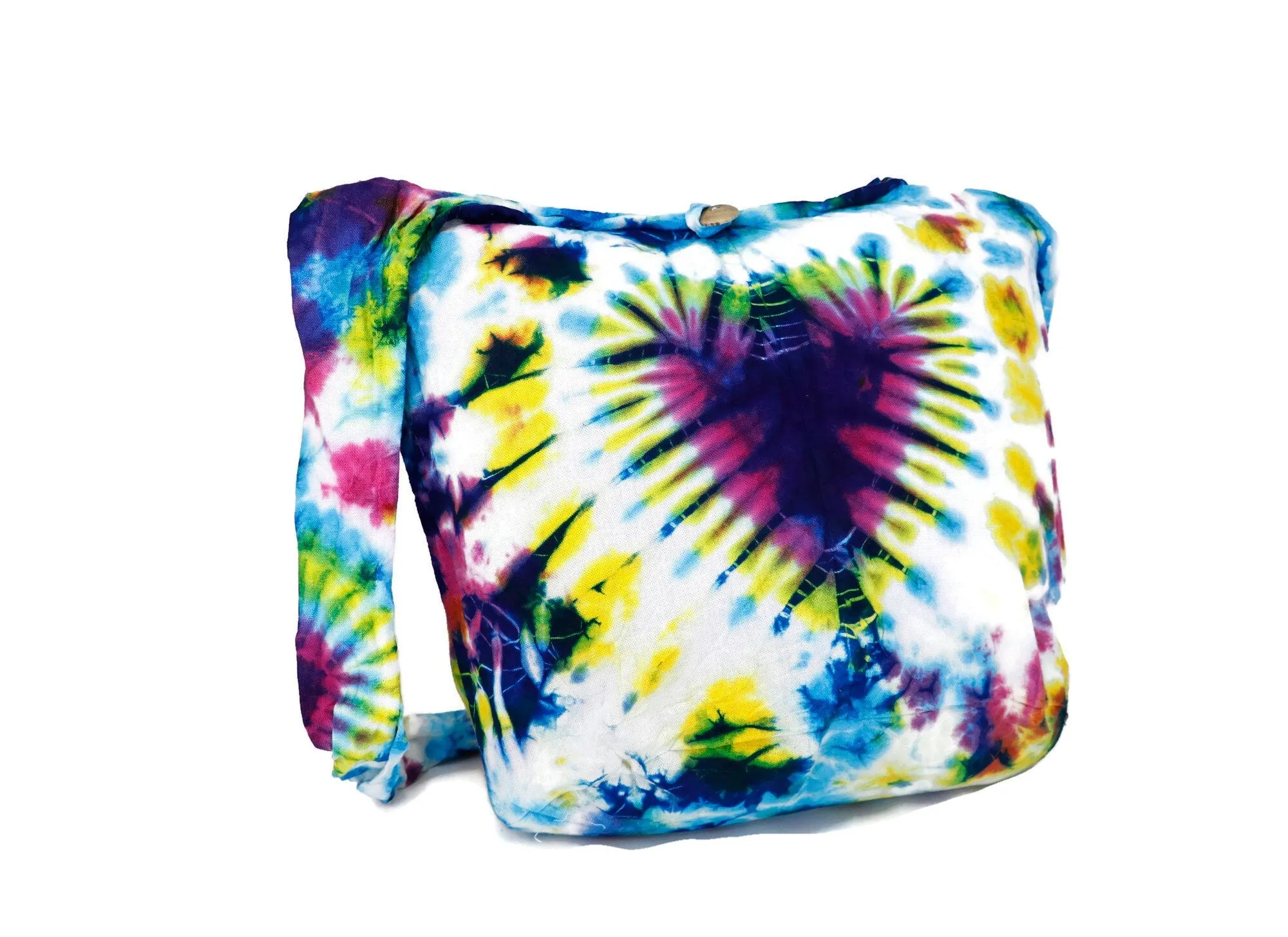 Unisex Handmade Tie Dye Purse sling purse Top zippered pocket stash/cell phone pocket hippy gypsy Bohemian Cotton Crossbody Messenger Bags