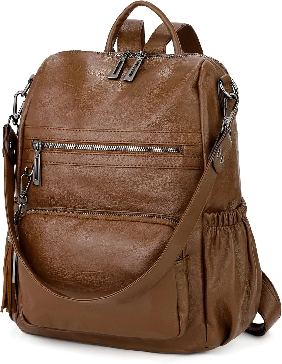 UTO Women Backpack Purse Leather Vegan Ladies Fashion Designer Rucksack Convertible Travel Shoulder Bag with Tassel