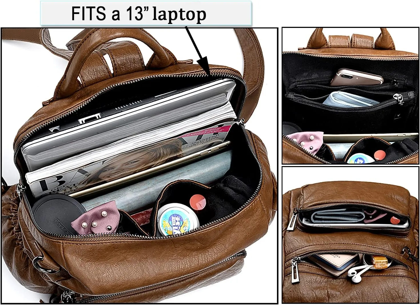 UTO Women Backpack Purse Leather Vegan Ladies Fashion Designer Rucksack Convertible Travel Shoulder Bag with Tassel