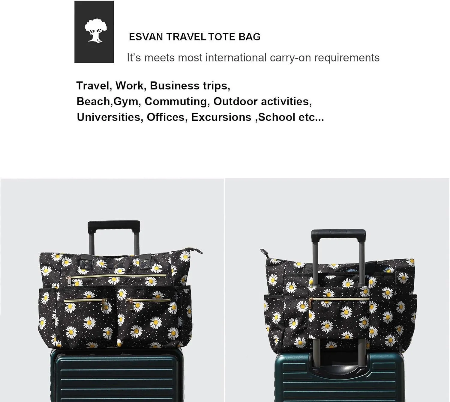 Weekender Bag Carry On Bag Overnight Tote Travel Duffle with 13 Pockets for Travel,WorkGym,Beach,Teacher,Nurse