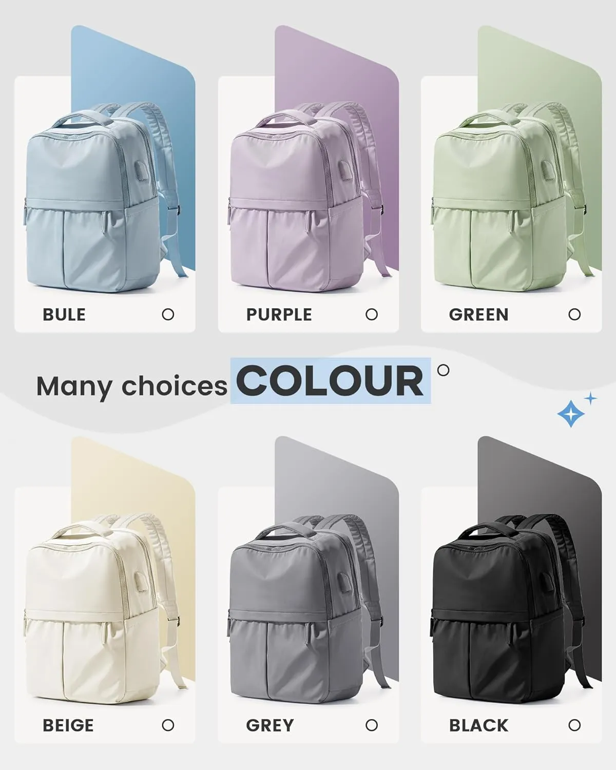 wepadre Laptop Backpack For Women Gym Backpack For Women Aesthetic College Backpack With Laptop Compartment Blue
