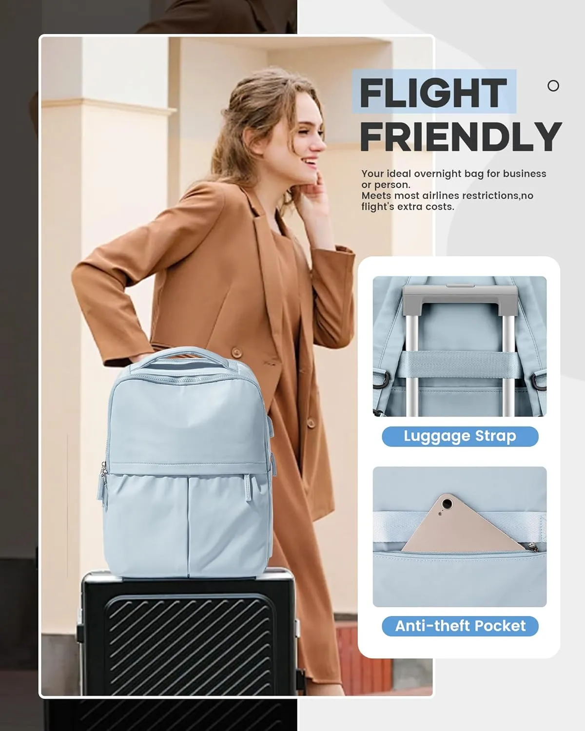 wepadre Laptop Backpack For Women Gym Backpack For Women Aesthetic College Backpack With Laptop Compartment Blue