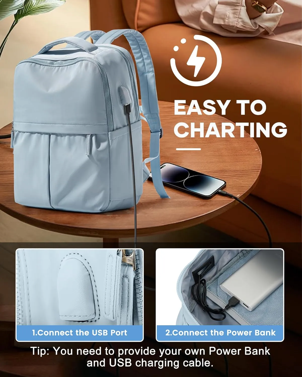 wepadre Laptop Backpack For Women Gym Backpack For Women Aesthetic College Backpack With Laptop Compartment Blue