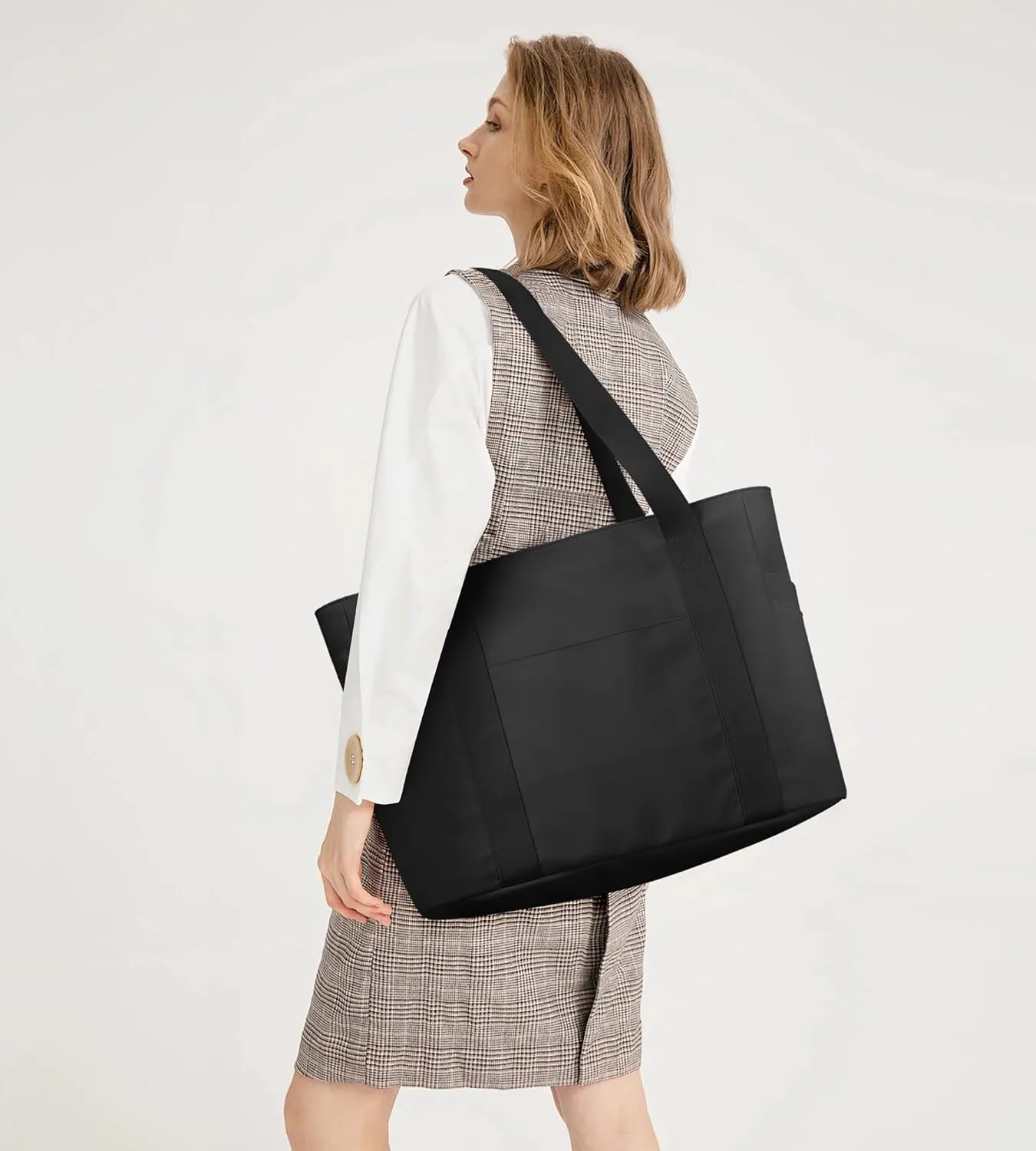 WLLWOO Large Work Tote Bag for Women with 15.6" Laptop Compartment & Trolley Sleeve for Travel Daily Nurse Gym
