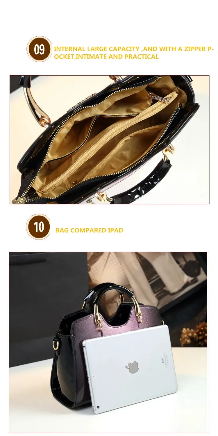 Women's Patent Leather Messenger Shoulder Handbag