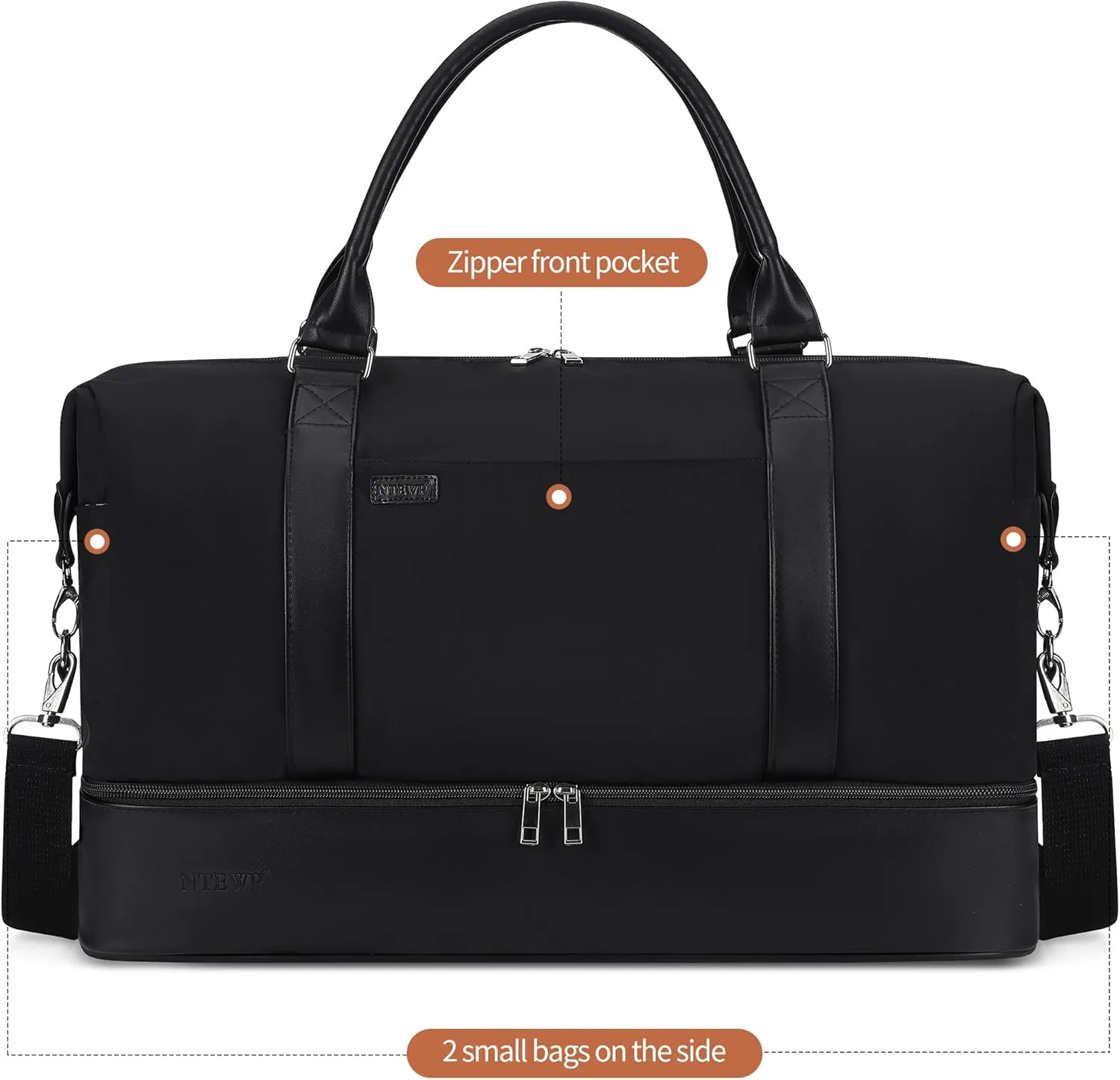 Women's Weekender bag Travel Duffel Bag with Shoe Compartment 21-inch Airline-Approved Carry-On, 2-Piece Canvas & Leather Overnight Bag Set Personal Item Luggage