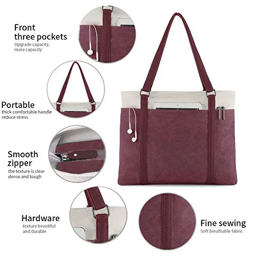 Women's Work Bag with Laptop Compartment Zipper Pockets Teacher Totes Purse