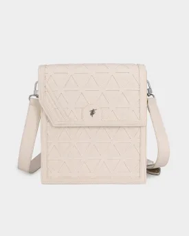 Woven Messenger Bag in Cream White