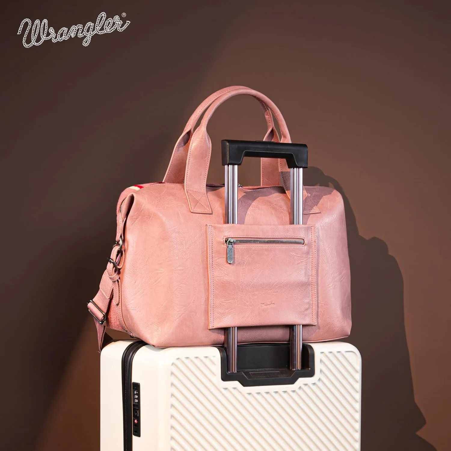 Wrangler Duffel Bag for Women Large Travel Weekender Bag Designer Tapestry Carry On Bags, Pink