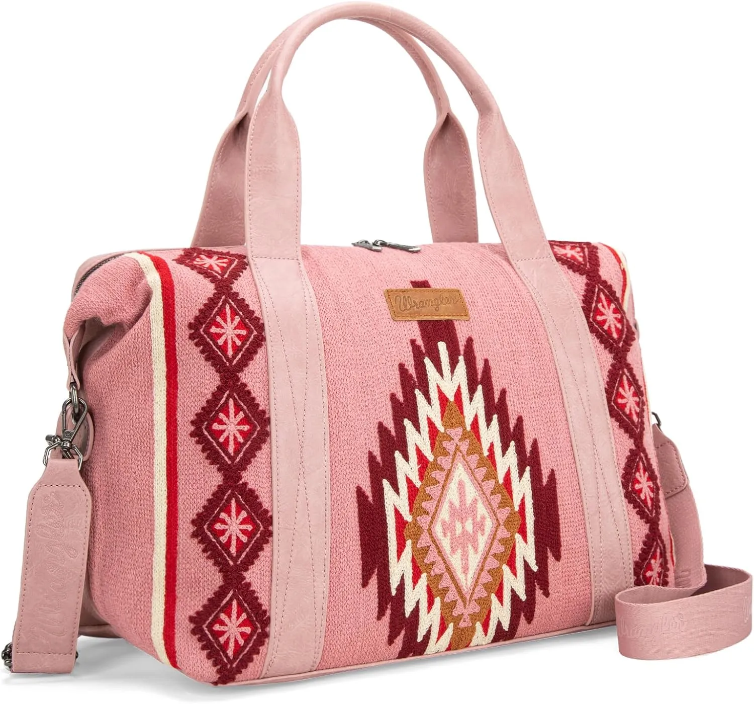 Wrangler Duffel Bag for Women Large Travel Weekender Bag Designer Tapestry Carry On Bags, Pink
