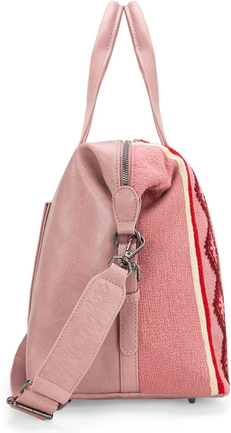 Wrangler Duffel Bag for Women Large Travel Weekender Bag Designer Tapestry Carry On Bags, Pink
