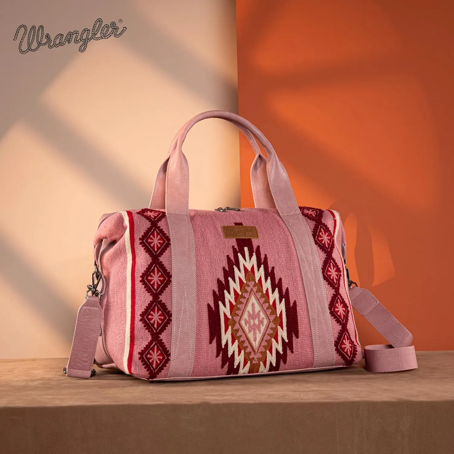 Wrangler Duffel Bag for Women Large Travel Weekender Bag Designer Tapestry Carry On Bags, Pink