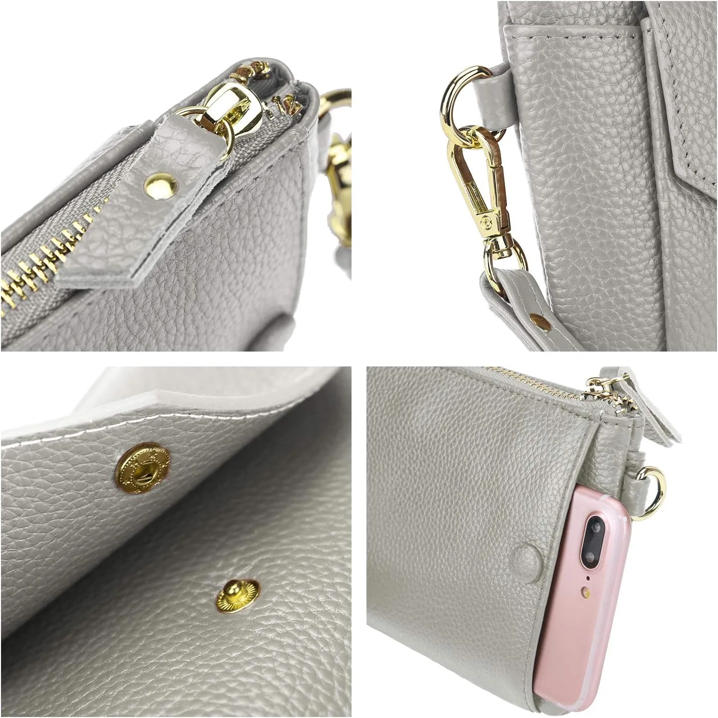 YALUXE Women's Genuine Leather Wristlet Handbags Envelope Style Cell Phone Purse Card Holder Clutch Wallet