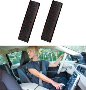 Ziciner 2 PCS Car Seat Belt Covers, Soft Leather Seat Belt Shoulder Strap Pads, Safety Seat Belt Covers for A More Comfortable Driving, Compatible with All Cars & Camera Backpack Straps (Black & Red)